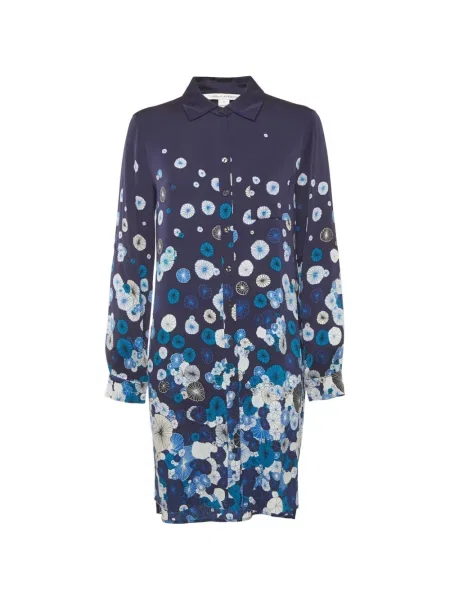 Rochie tip cămașă Dvf Diane Von Furstenberg cu model floral cu imagine albastru