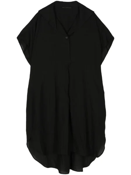 Lniana mała sukienka koszulowa Forme D’expression garniturowa czarna