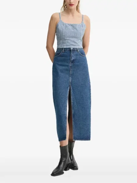 Top Levi's® din piele de căprioară cu model floral cu imagine albastru