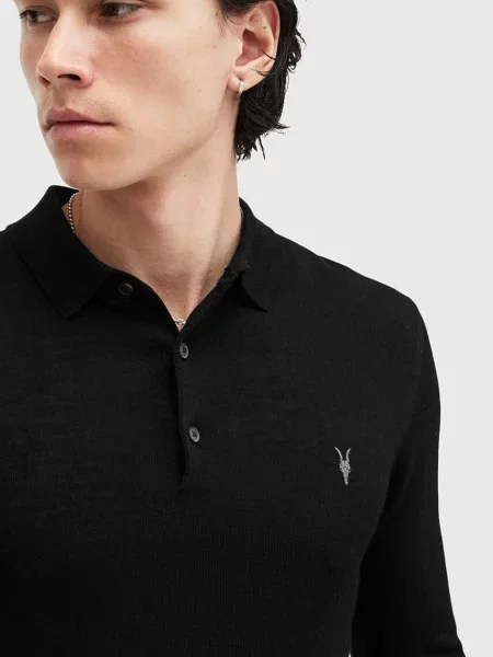 Вовняний светр AllSaints MODE MERINO легкий чорний