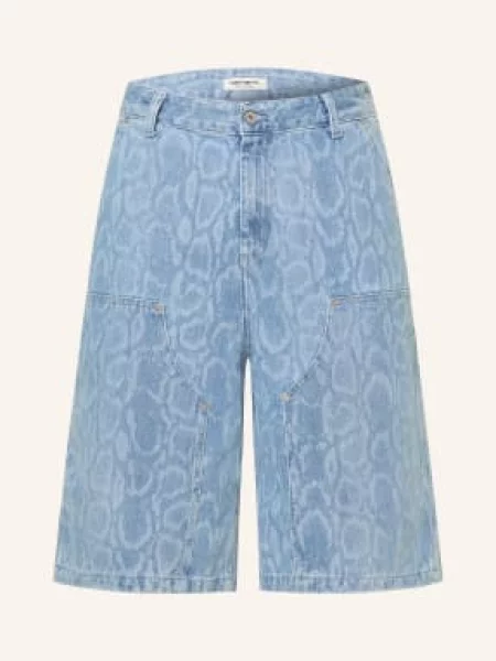Carhartt Wip Džínové Šortky Snake Nixon snake camo blue bleached modré