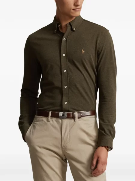 Tricou polo Polo Ralph Lauren cu glugă cu blană cu broderie roșu