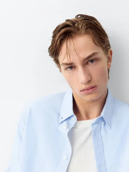 Koszula Oxford Teen L MANGO TEEN błękitny