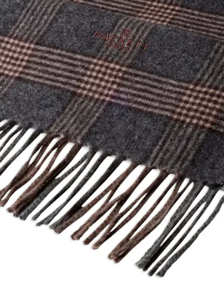 Καρό κασκόλ Hackett London με κέντημα γκρι