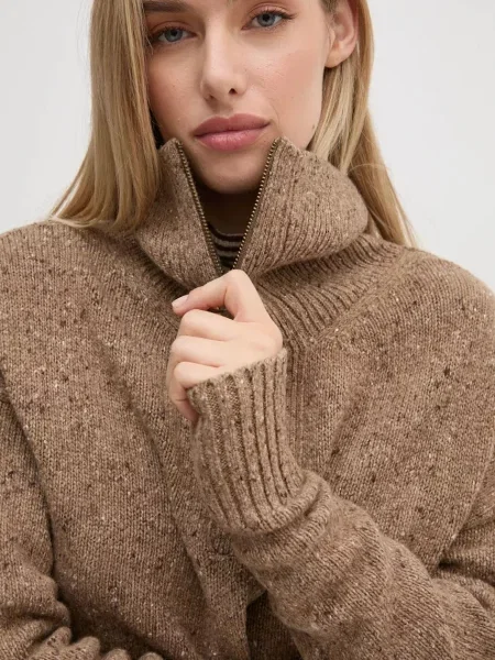 Barbour pulover de lana femei cu turtleneck verde