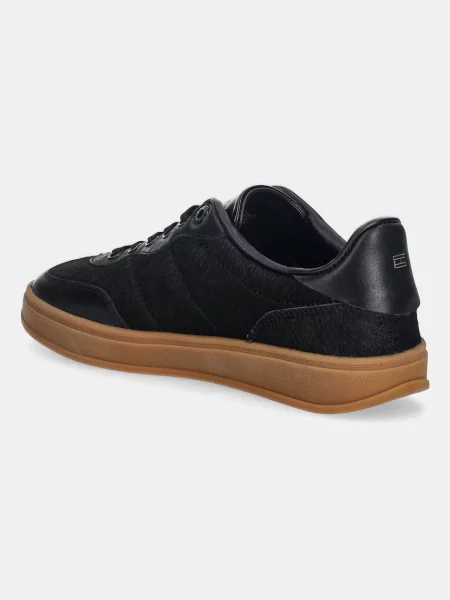 Kožené tenisky Tommy Hilfiger TH HERITAGE SNEAKER CALF HAIR černá