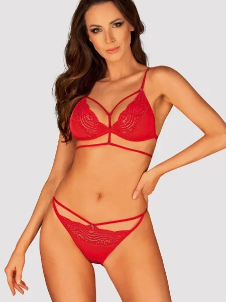 Пеньюар с атласным и трусики стринг Комплект_Obsessive_Diyosa_set чорні