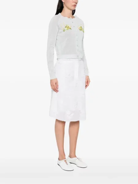 Gėlėtas megztas kardiganas Shushu/tong karoliukai mėlyna