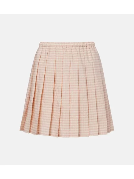 Fusta plisata Moncler în carouri plisată alb
