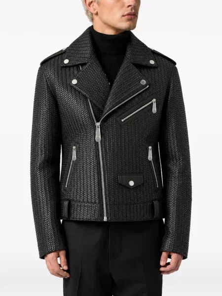 Geanta de piele Philipp Plein negru