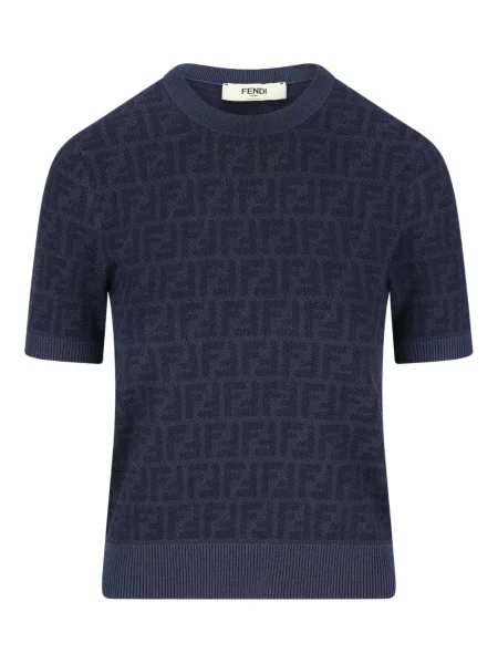 Tricou Fendi din jacard albastru