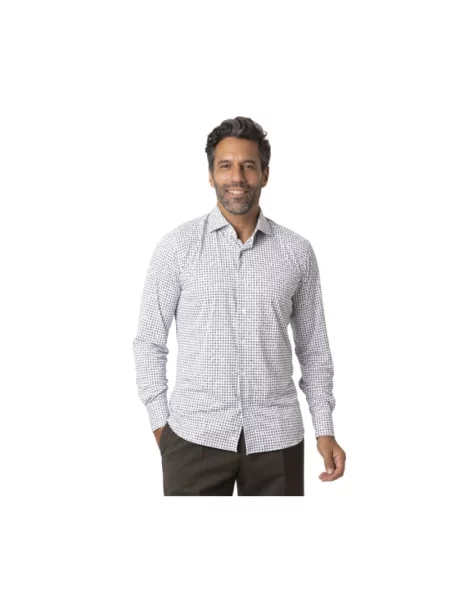 Koszula Orian w grochy ze stretchu biała