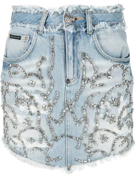 Fusta mini Philipp Plein de cristal albastru