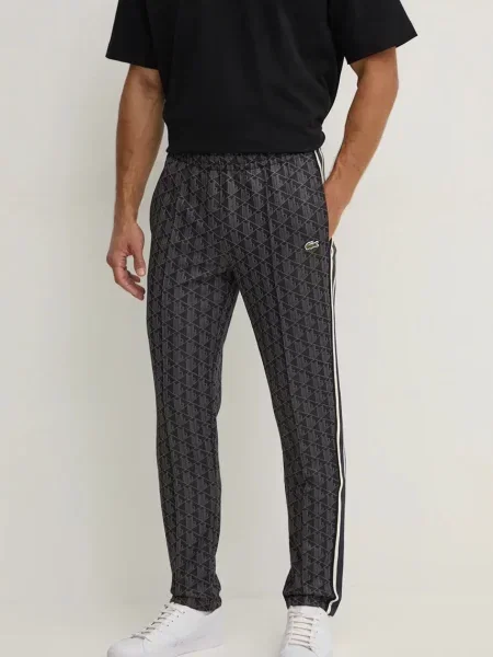 Donji dio trenirke Lacoste crna s uzorkom siva