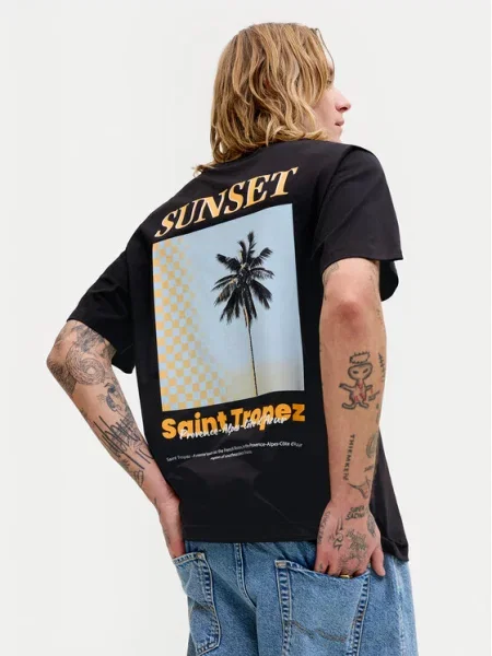 Jack & Jones Tricou City Photoprint negru