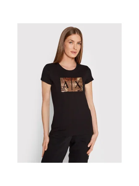 Armani Exchange Póló Slim Fit fekete