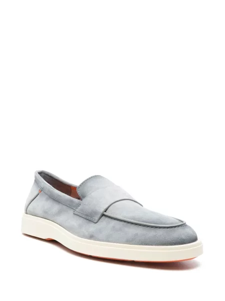 Pantofi loafer Santoni din piele de căprioară albastru