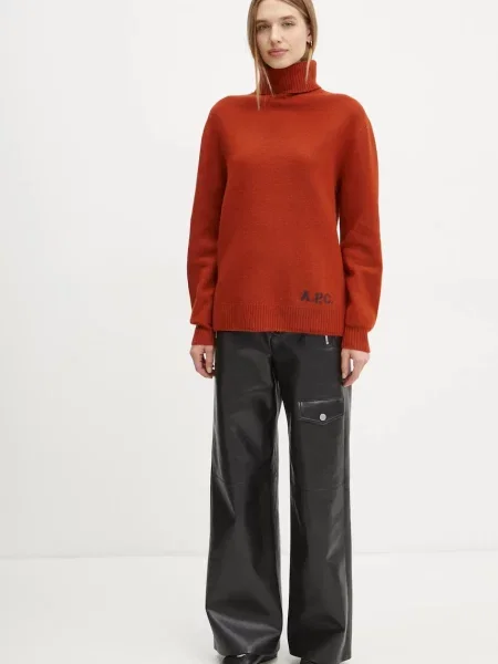A.P.C. gyapjú pulóver pull walter narancsszínű