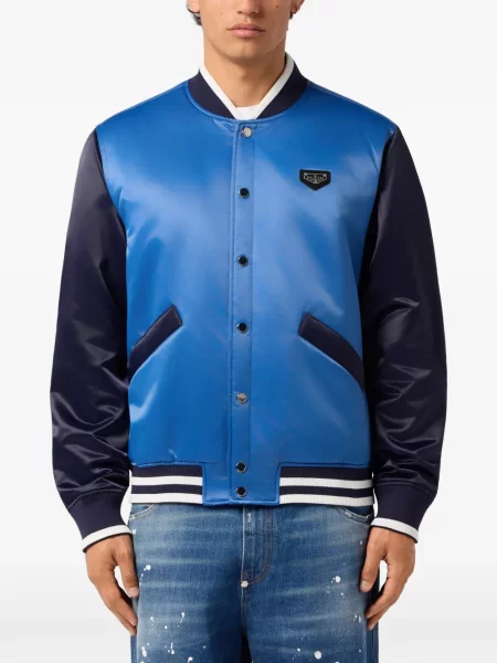 Satenska bomber jakna Philipp Plein s autogramom plava