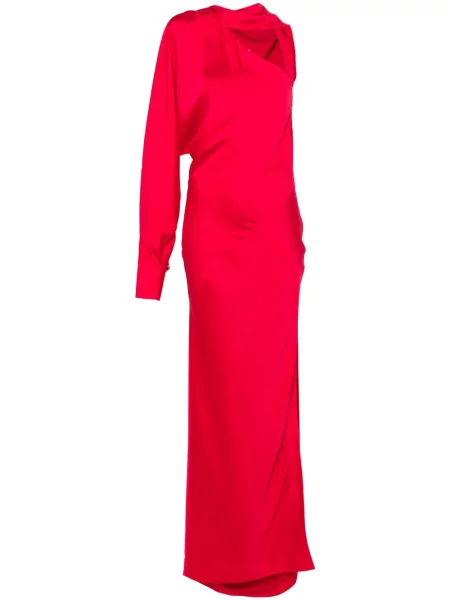 Rochie maxi Genny din satin de costum roșu