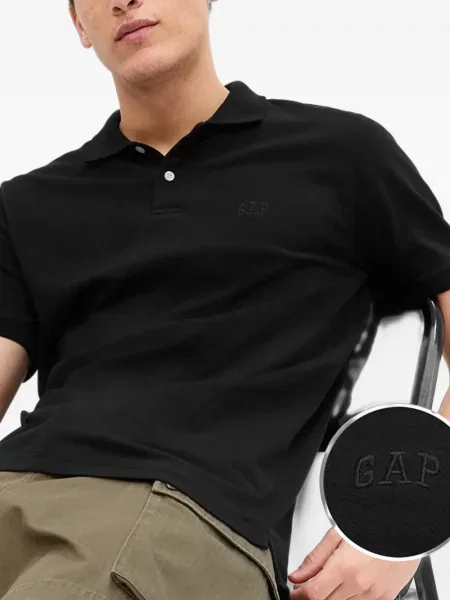 Tricou polo Gap cu autograf negru