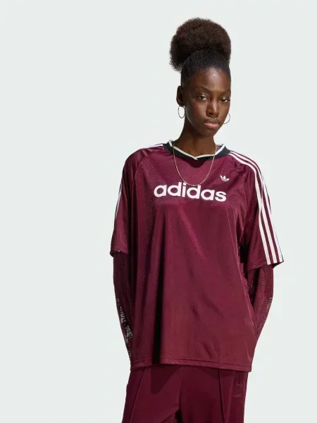 Переработанный футболка Adidas бордовая