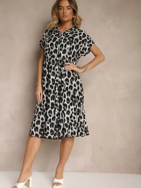 Rochie Iffiera Gri cu negru