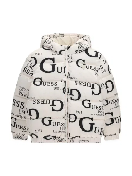 Guess Μπουφάν χειμωνιάτικο Κρεμ Oversize