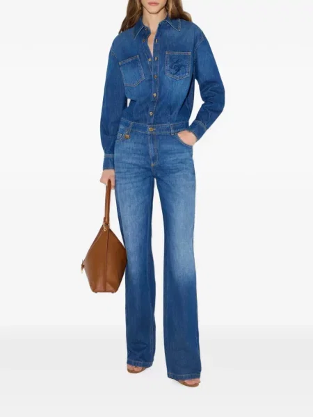 Salopetă de blugi Elisabetta Franchi albastru