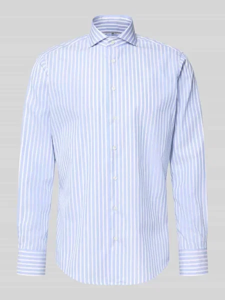 Koszula biznes krój regular fit w two-ply z kołnierzykiem typu cutaway Christian Berg Men niebieska