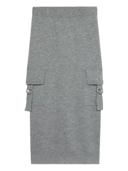 Fustă midi Blumarine de lână până la genunchi gri