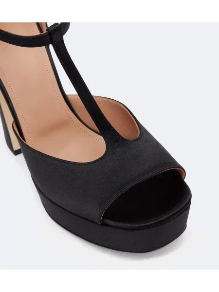 Sandale Malone Souliers din satin cu platformă negru