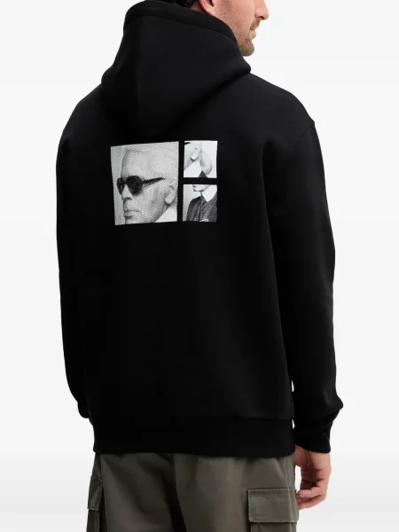 Hanorac cu glugă Karl Lagerfeld cu imagine negru