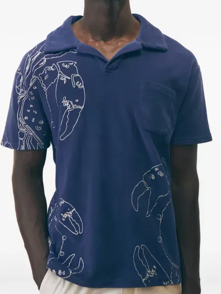 Tricou polo Maison Labiche cu imagine albastru