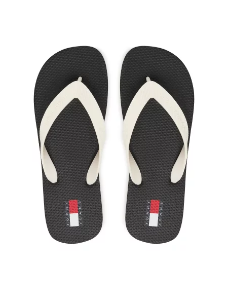 Žabky Tommy Jeans Logo Summer black/ecru bílé