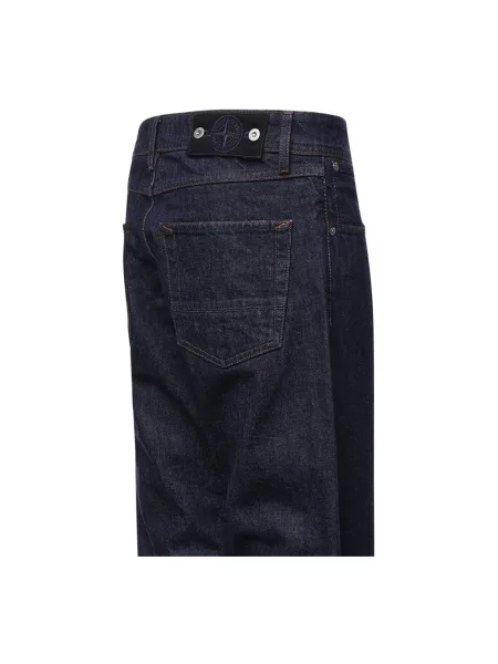 Jeansy straight leg Stone Island z kamieniami niebieskie