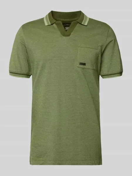 Koszulka polo o kroju regular fit z czystej bawełny model OPEN COLLAR POLO' S.oliver Red Label zielona