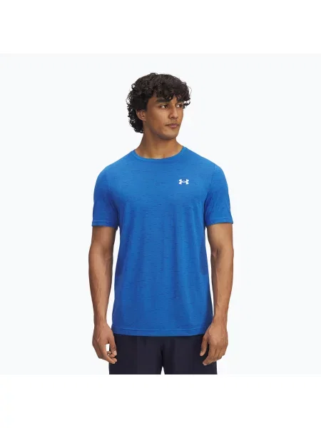 Tricou de antrenament pentru bărbați Under Armour Vanish Seamless Blue Atlantis/White alb