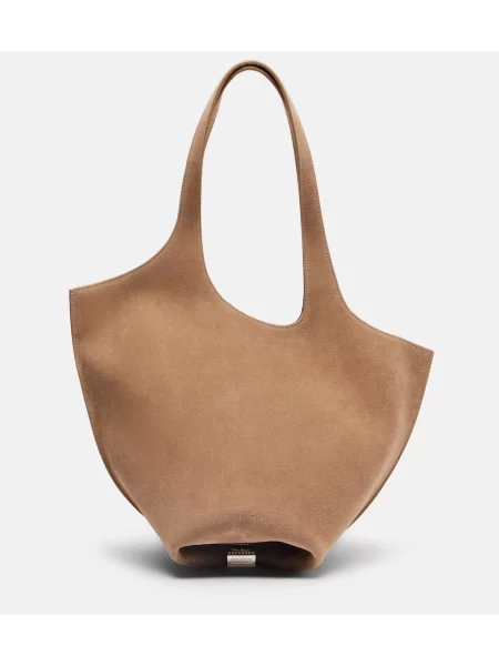 Geantă The Attico din piele de căprioară maro