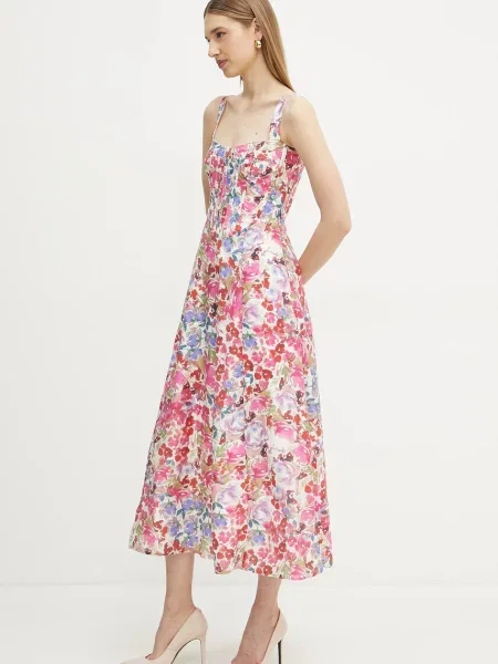 Bardot sukienka maxi rozkloszowana różowy