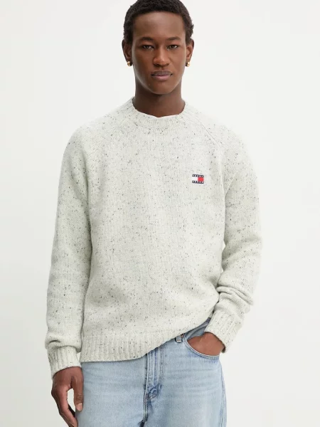 Tommy Jeans Πουλόβερ με προσθήκη μαλλιού μπεζ