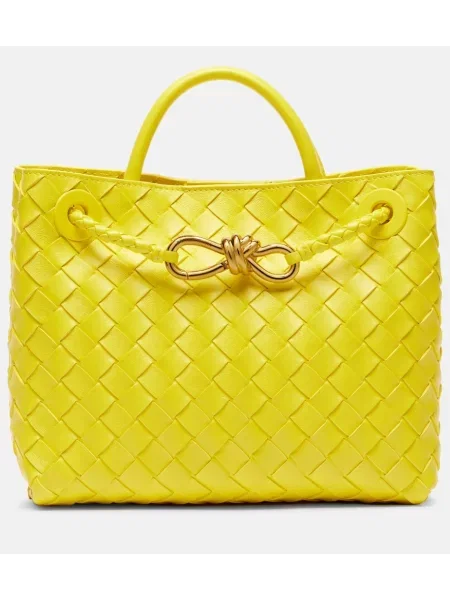 Usnjena usnjena torbica Bottega Veneta rumena