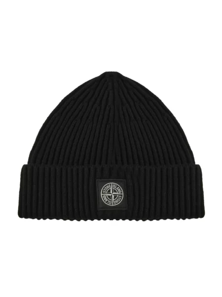 Czapka Stone Island z kamieniami wełniana czarna
