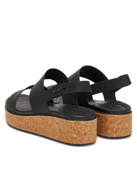 Crocs Sandále Brooklyn Cork Low Wedge čierna