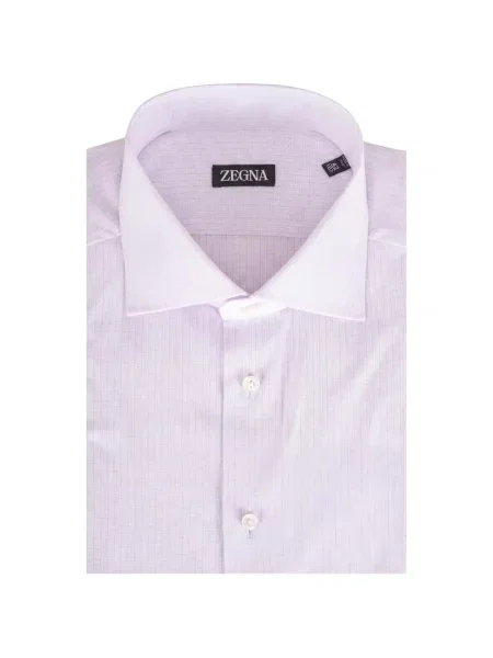Gulerat cămașă Zegna în carouri alb