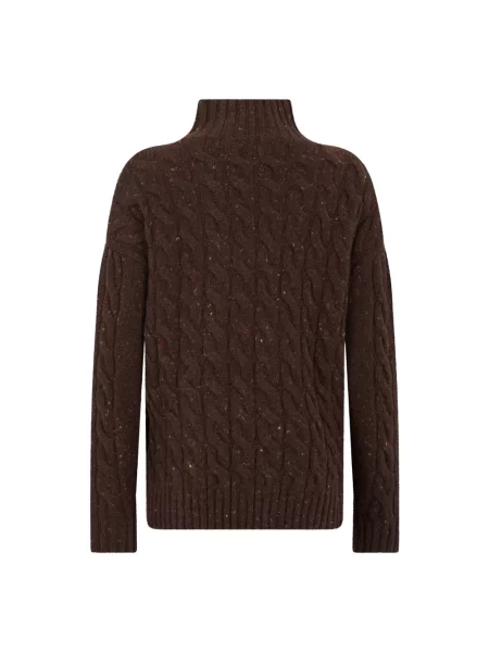 Sweter z golfem Max Mara wełniany brązowy