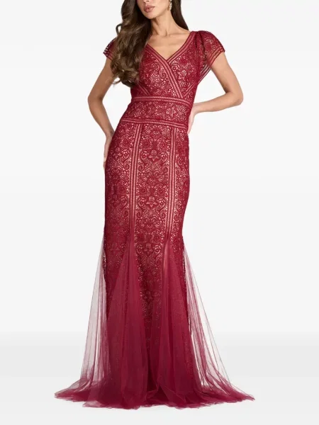 Rochie maxi Tadashi Shoji din dantelă roșu