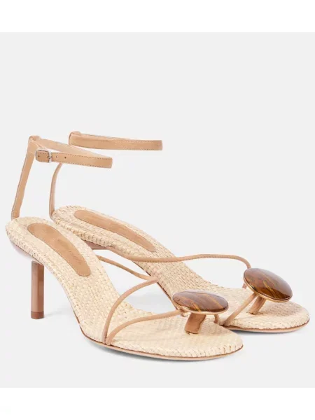 Chiloți tanga Christopher Esber din piele de căprioară bej