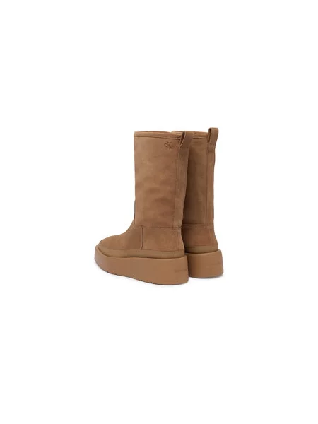 Škornji za sneg Calvin Klein Flatform Mid Boot Suede Wl bež