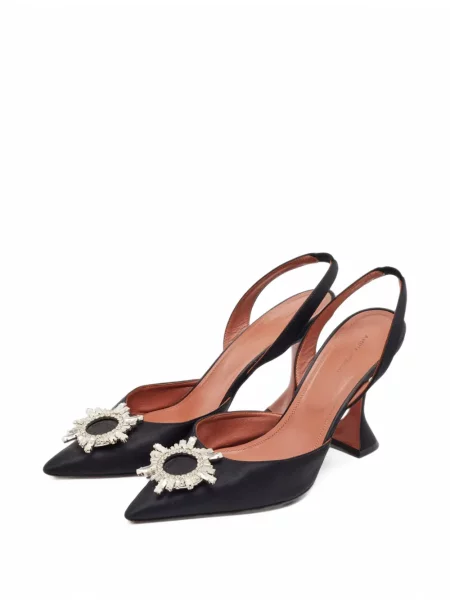 Pantofi cu toc Amina Muaddi slingback negru